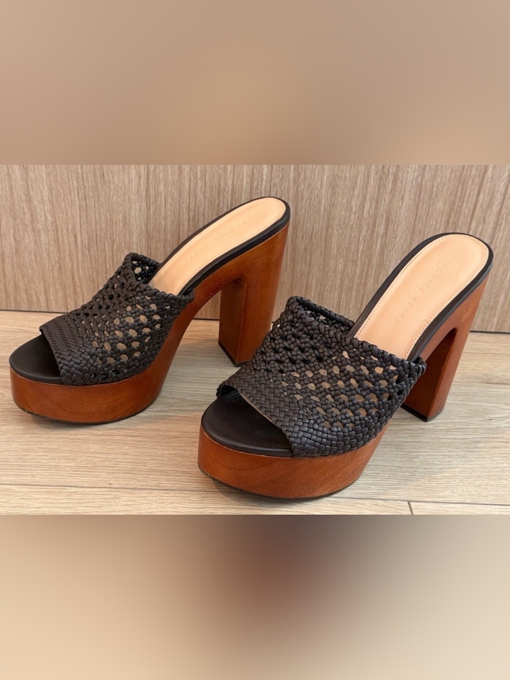NWOT Veronica Beard Guadalupe Platform Heel Leather Sandals in Espresso | US 8.5 - Picture 3 of 9